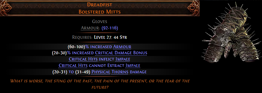 PoE 2 Dreadfist Bolstered Mitts